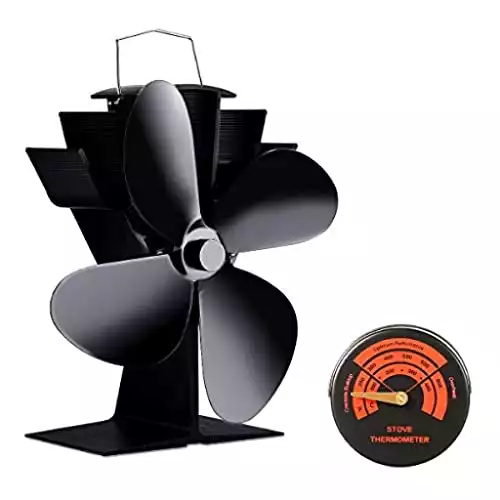 3. SUROPER Ventilator für Kamin Holzöfen mit 4 Rotorblättern