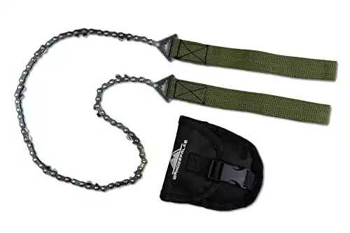 WANDERFALKE® Handkettensäge/Taschensäge NEU 2023 Carbonstahl inkl. Gürteltasche für Camping, Garten und Outdoor