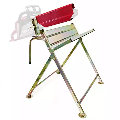 Sägebock mit Kettensägenhalter für Brennholz, Holzsägebock zusammenklappbar mit Zwangsführung für Motorsäge