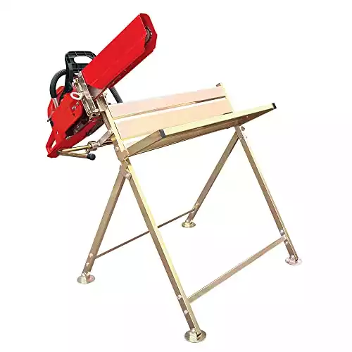 Sägebock für Kettensäge – Brennholz Sägebock klappbar mit 120 Kg Tragkraft - Verzinkter Metall Sägebock mit Kettensägenhalterung