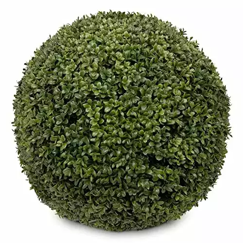 ambico Kunstpflanze Buchskugel Karl 38 – Durchmesser: 38cm – für Haus und Garten - UV-beständig - Buchsbaumkugel künstlich