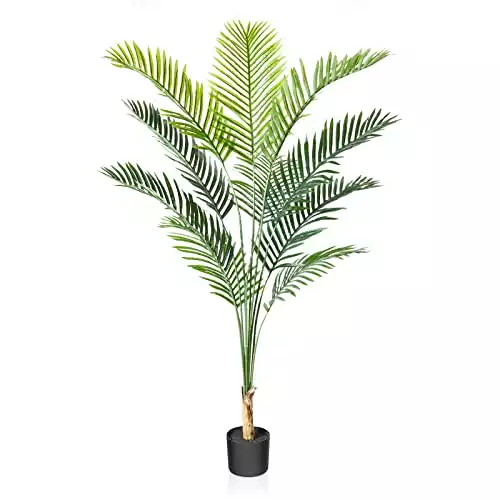 CROSOFMI Kunstpflanze Palmen 170 cm Plastik Künstliche Pflanze Groß Areca Palme im Topf Wohnzimmer Balkon Schlafzimmer Grün Deko