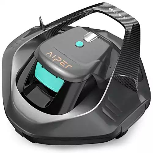 AIPER Poolroboter, Dual-Antriebsmotoren, LED-Anzeigen, Automatisches Parken, Poolroboter mit Akku Kabellos Perfekt für Flachem Boden Pool bis zu 80 m²- Dunkelgrau