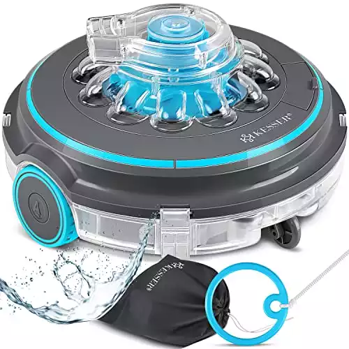 KESSER® Poolroboter Poolreiniger Akku Aqua-9000 inkl. Transporttasche Pool Roboter für bis 80m² Pools, Li-Ion Akku max. 75 min, Kabellos Poolsauger Bodenreinigung Vollautomatisch Bodensauger Anthra...